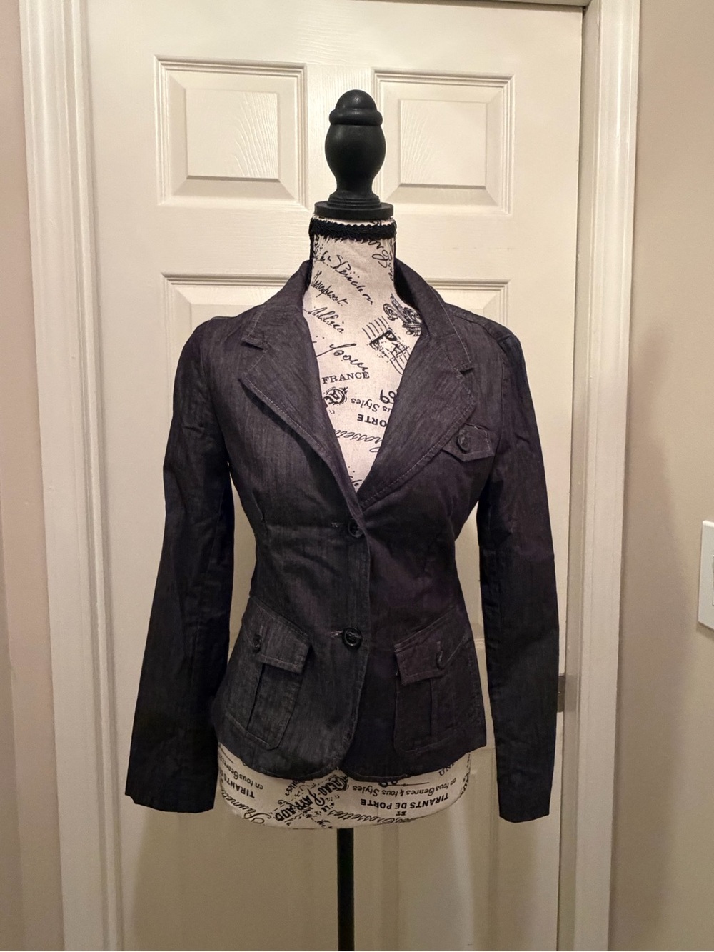 Banana Republic Dark Gray Tailored Denim-Look Blazer